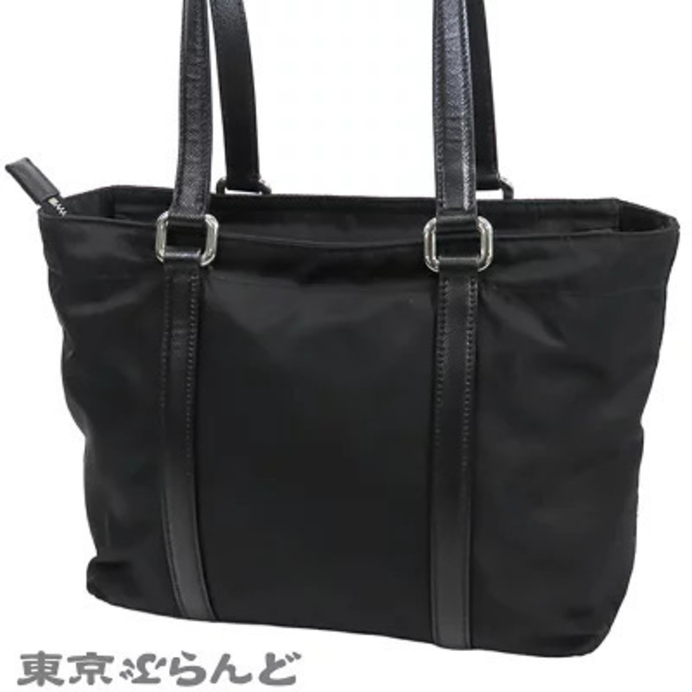 Prada NERO Black Bag Tessuto Tote Leather Triangle Black